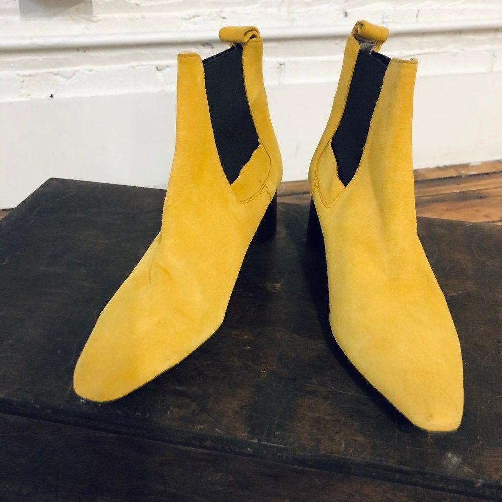 Zara Collection | Yellow Suede Booties NWOT sz 39